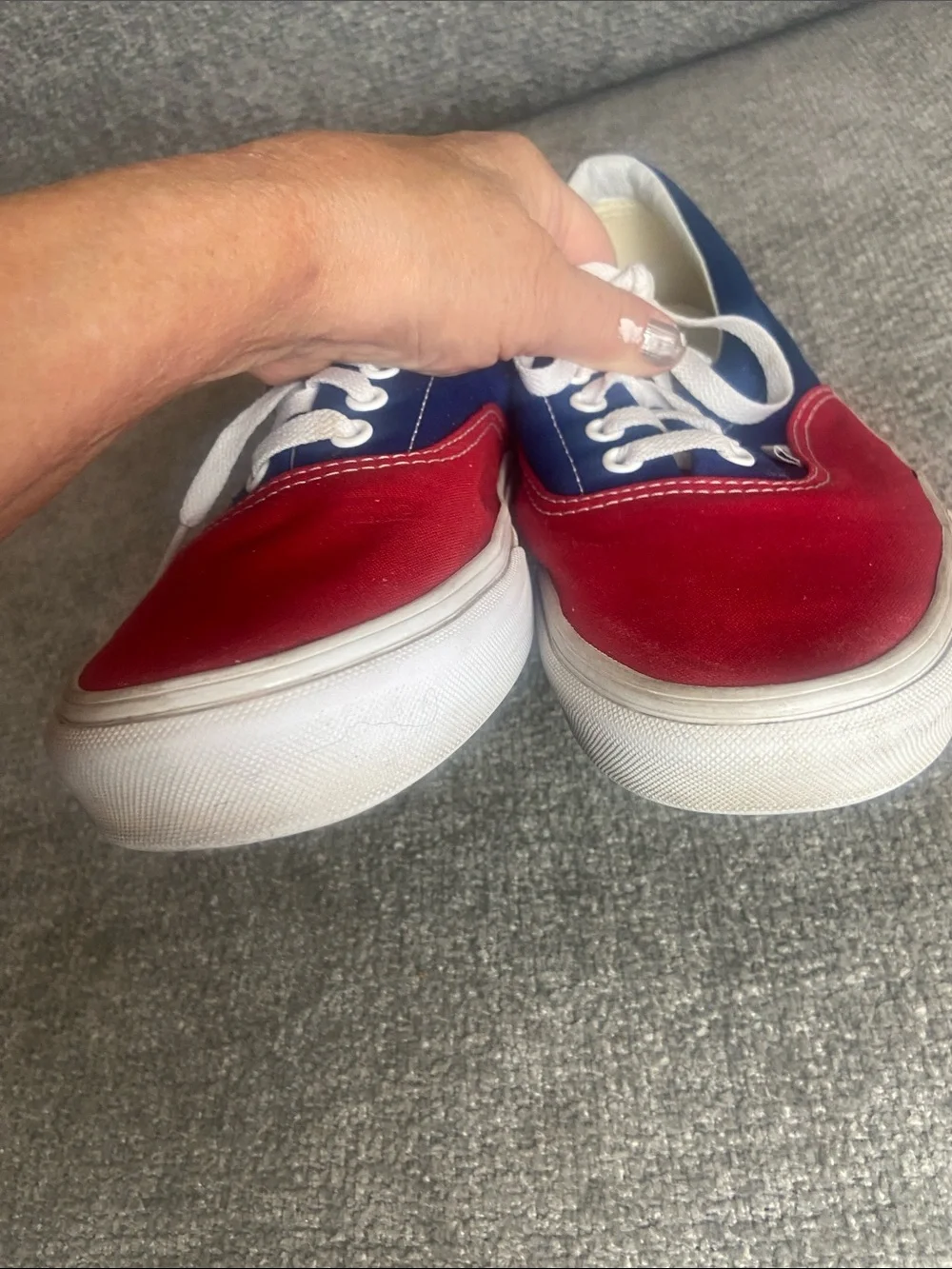 Vans Two-Tone Red and Blue Low-Top Canvas Sneakers Men’s size 10